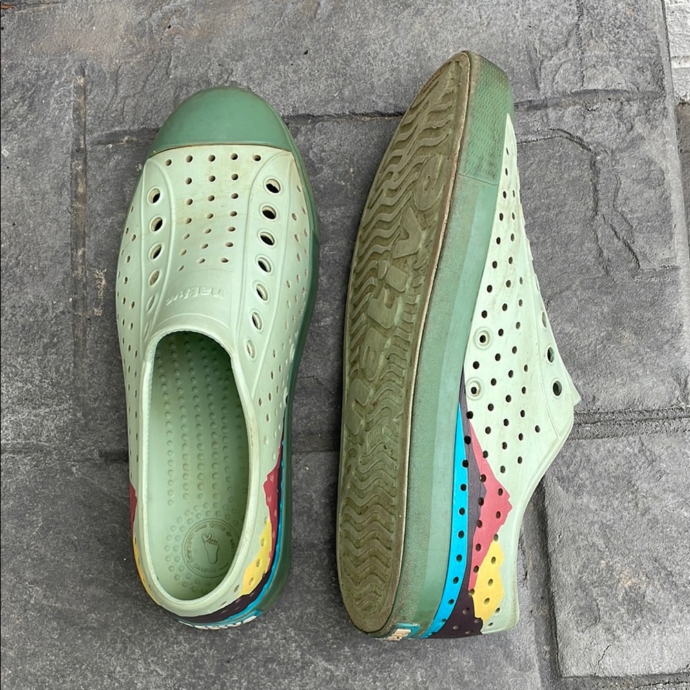 Native Men’s Perforated Slip-On Shoes - Mint Green size 7 (women’s size 9)